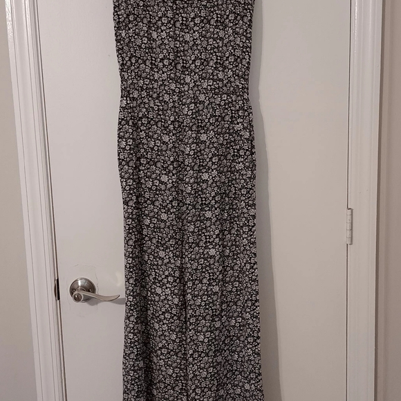 American Eagle Women Halter Tie Black&White Jumpsuit Size Small Frayed Hem - Picture 5 of 15